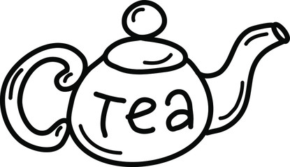 Doodle teapot on white background