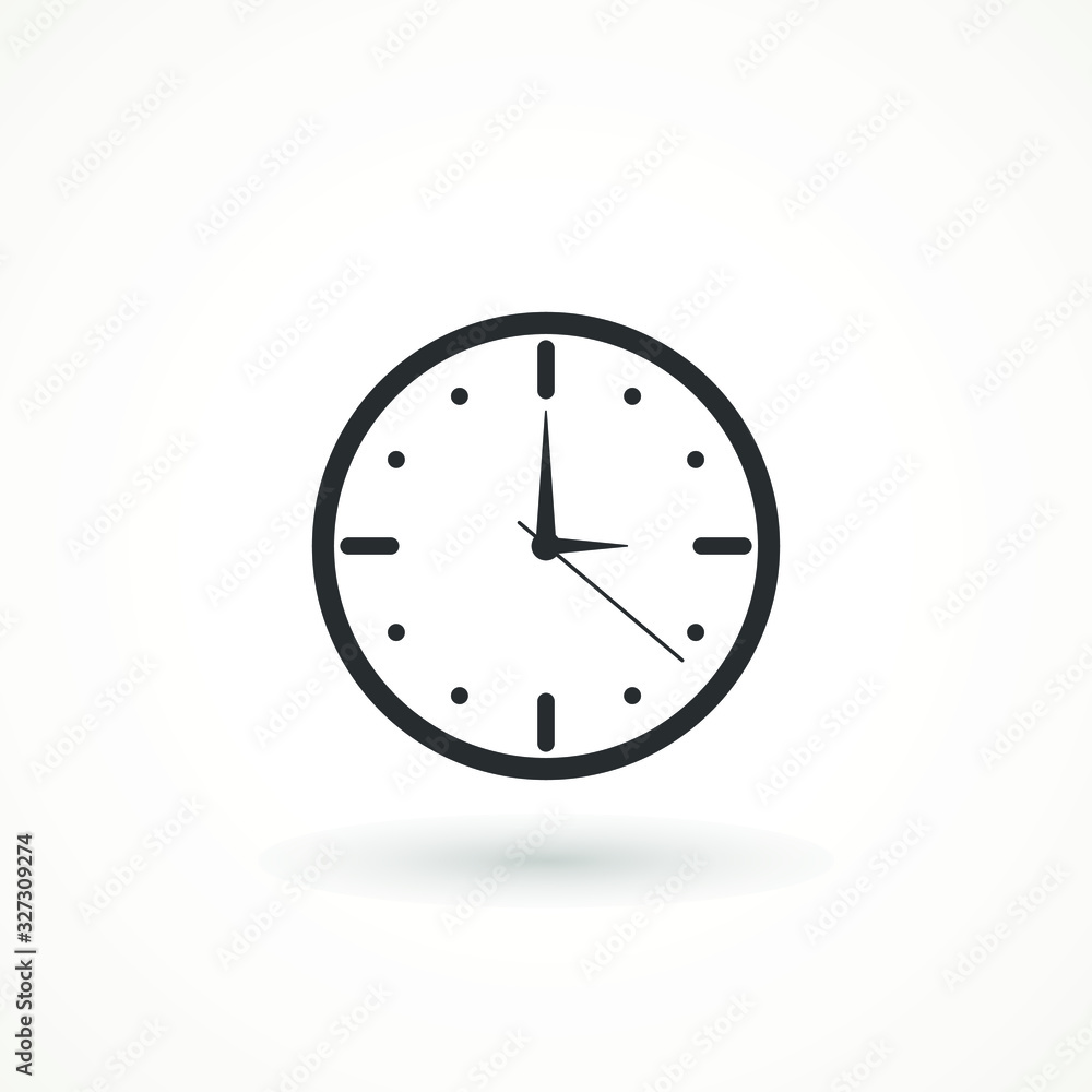 Poster clock icon in trendy flat style isolated on background. clock icon page symbol for your web site des