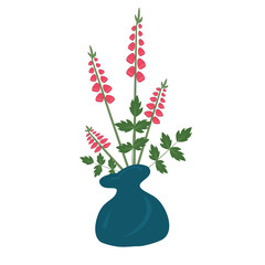Pink flower in blue jar vector design 
