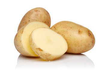 Raw potatoes with slices isolated