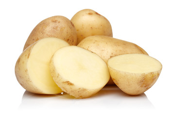 Raw potatoes with slices isolated