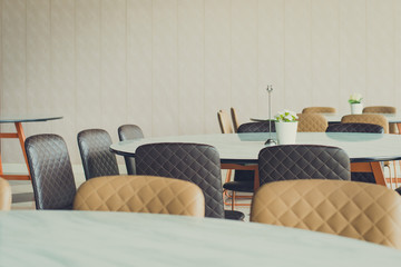 interior of an empty cafe in neutral color
