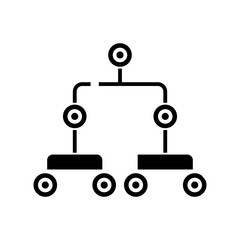 Complicated connections black icon, concept illustration, vector flat symbol, glyph sign.