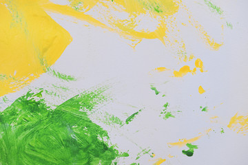 Fototapeta na wymiar abstract image green and yellow watercolor paint on white paper background