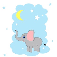 cute elephant illustration nursery decor poster