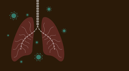 Lung and viral images, symbolizing infectious pneumonia, vector illustration.