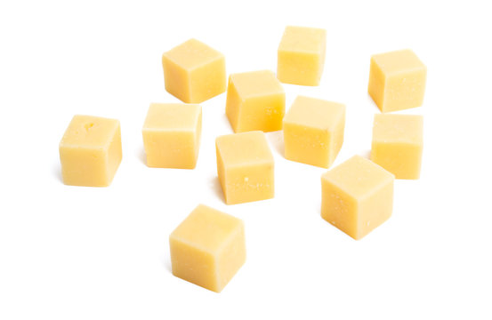 cheese cubes isolated