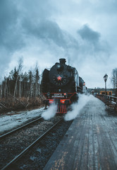 old steam train in Karelia