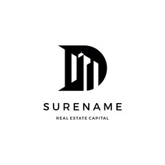 Initial letter D typography logo design Real Estate and Mortgage Logo Design vector Inspiration. custom logo design vector