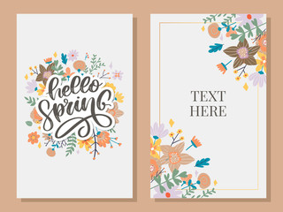 Hello Spring - Hand drawn inspiration quote. Vector typography design element. Spring lettering poster. Good for t-shirts, prints, cards, banners.