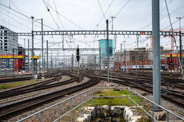 Naklejka premium Vista desde la estacion central de Zurich.