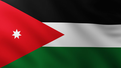 Large Flag of Jordan fullscreen background in the wind