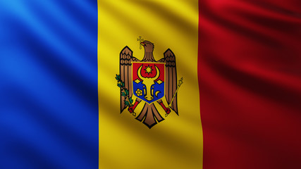 Large Flag of Moldova fullscreen background in the wind