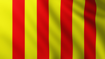 Large yellow and red stripes Flag fullscreen background in the wind