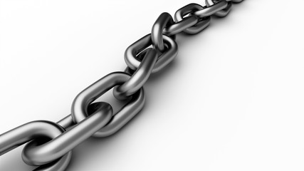 Obraz premium Metal chain isolated on white background. 3D-rendering.