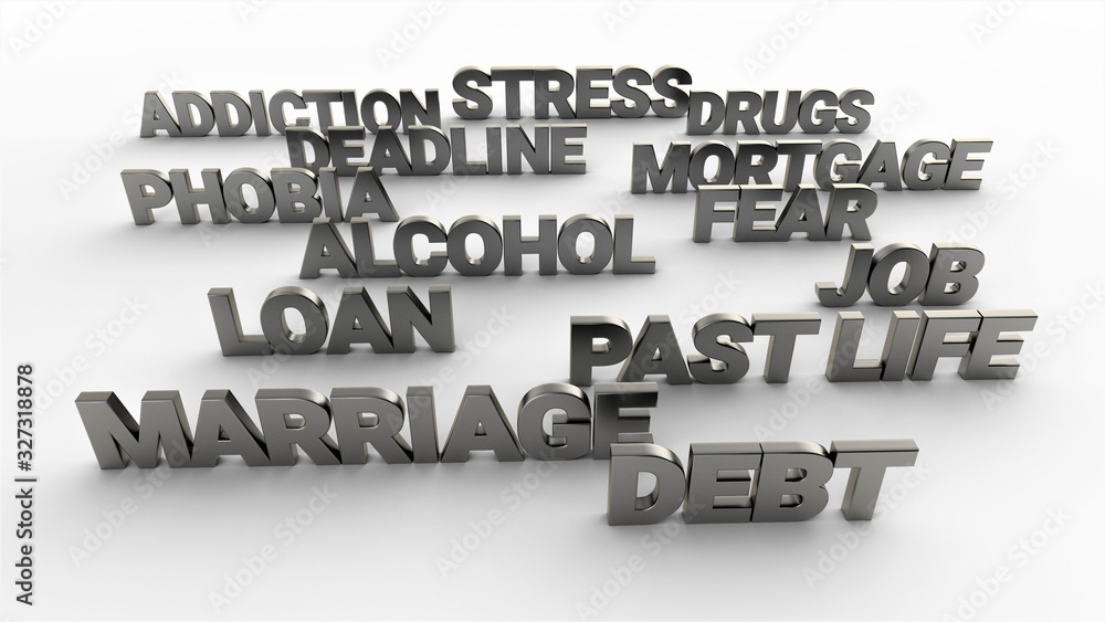 Poster depression concept. 3d text words isolated on white backgroung. 3d-rendering.