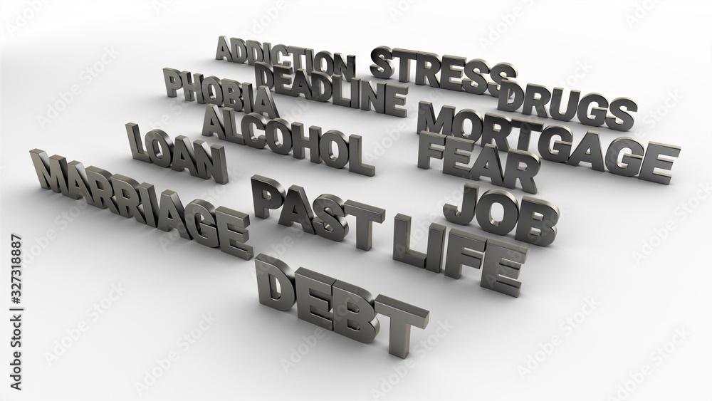 Poster depression concept. 3d text words isolated on white backgroung. 3d-rendering.