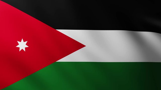 Large Flag of Jordan fullscreen background fluttering in the wind