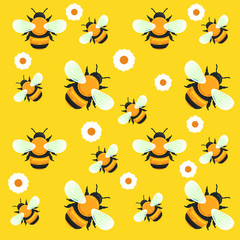 Seamless vector pattern. Illustration of bumblebee