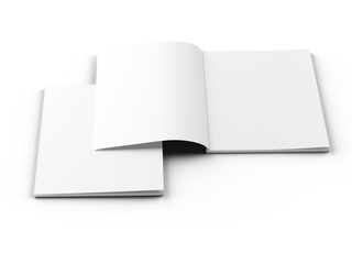 Open magazine with a glued binding. Vertical A4 format. 3d illustration.
