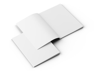 Open magazine with a glued binding. Vertical A4 format. 3d illustration.