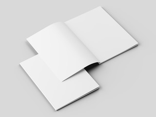Open magazine with a glued binding. Vertical A4 format. 3d illustration.