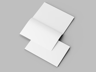 Open magazine with a glued binding. Vertical A4 format. 3d illustration.