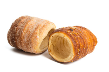 Czech trdelnik bun isolated