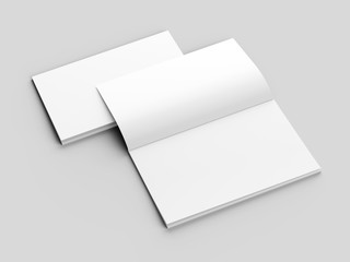 Open magazine with a glued binding. Vertical A4 format. 3d illustration.