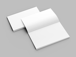 Open magazine with a glued binding. Vertical A4 format. 3d illustration.