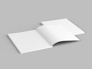 Open magazine with a glued binding. Vertical A4 format. 3d illustration.