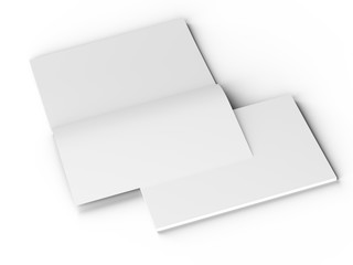 Open magazine with a glued binding. Vertical A4 format. 3d illustration.