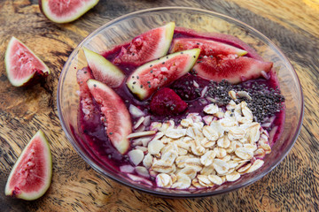 Fresh figs, oats with Acai bowl
