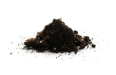 Pile of Soil with Mineral Fertilizers Isolated on White Background