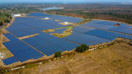 Aerial view of solar power plant