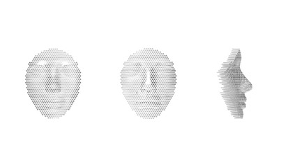 3d rendering of a artificial face made from metal ai artificial intelligence.