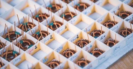 Many twisted copper coils lie