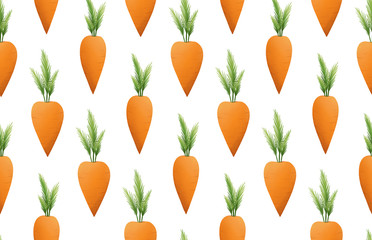 Carrots seamless pattern, orange easter bunny spring pattern on white background