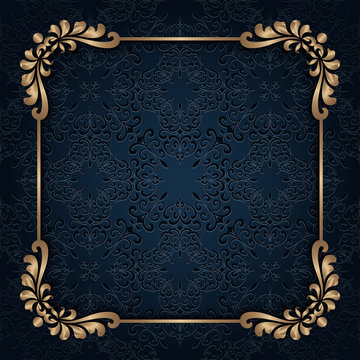 Square Gold Frame With Scroll Corner Patterns