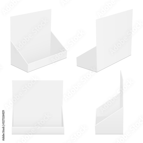 Download Set Of Cardboard Counter Display Boxes Mockups Isolated On White Background Vector Illustration Wall Mural Evz