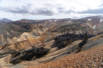 Volcanic Landscape of Laugavegur trail. Landmannalaugar, Iceland
