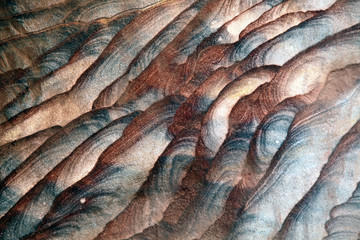 Closeup of patterned stone in Petra, Jordan