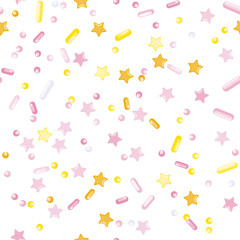 Sprinkle Cupcake Donut Topping. Seamless Pattern 