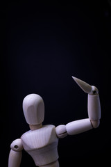 wood model protrait black background