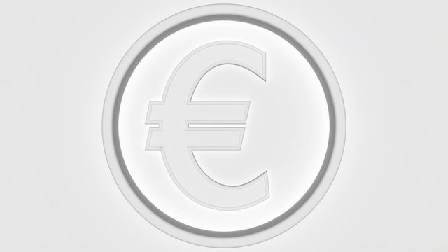 Euro symbol in ring, eclipse lighting. Economic report or forex related intro 3D animation