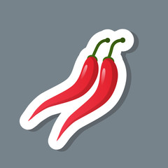 fresh red chili pepper sticker tasty vegetable icon healthy food concept vector illustration