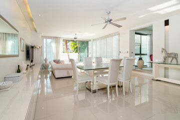 Fototapeta na wymiar luxury interior living room with white space