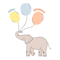 Nursery elephant art. Vector cute elephant illustration