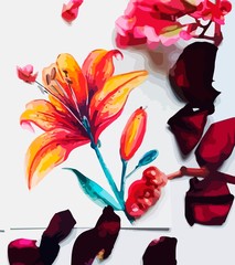 bright flowers, illustrations for printing on dishes, t-shirts, fabrics