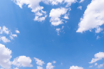 The blue sky with moving white clouds. The most of clouds are beautiful color and shade, suitable for use as background image.